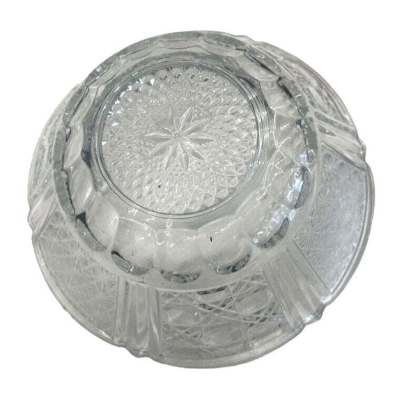 Vintage Clear Pressed Glass Serving Bowl With Intricate Geometric & Floral Patte - Picture 5 of 5